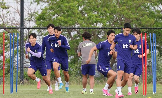 평가전 하루 앞두고 훈련하는 대한민국 축구대표팀