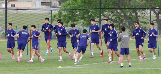 훈련하는 대한민국 축구대표팀