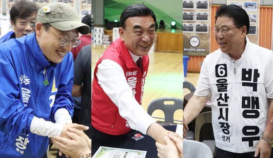 울산고 찾은 울산시장 후보 3인