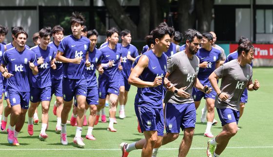 훈련하는 대한민국 축구대표팀