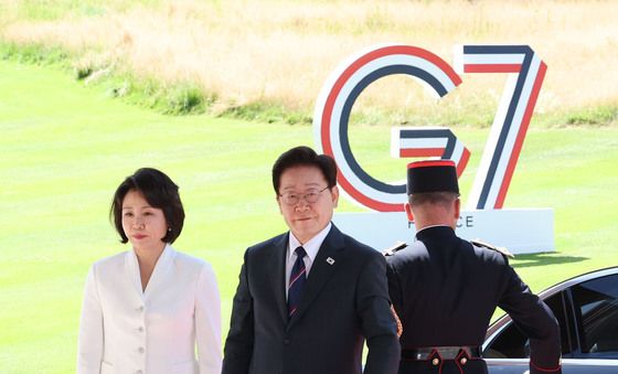 G7 정상회의 행사장 도착하는 이재명 대통령
