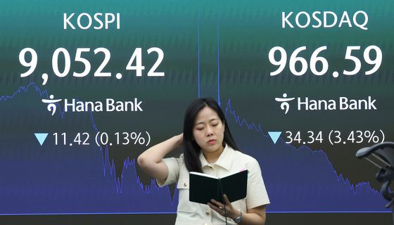 코스피, 소폭 하락 9천선 턱걸이…코스닥 1,000선 밑으로