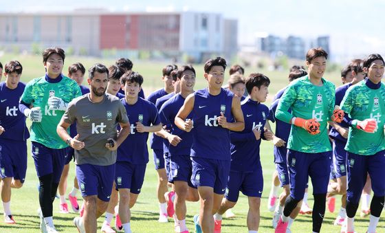 훈련하는 대한민국 축구대표팀