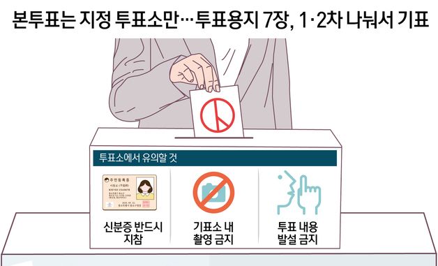 [오늘의 그래픽] 본투표는 지정 투표소만…투표용지 7장, 1·2차 나눠서 기표