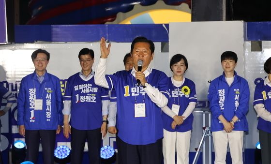 정원오 후보 지원 유세 나선 정청래 대표