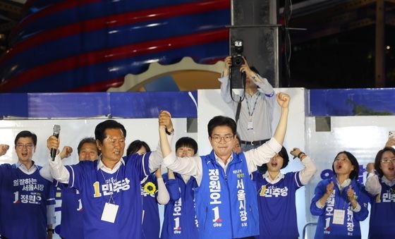 민주당 지도부, 정원오 후보 막판 지원 유세