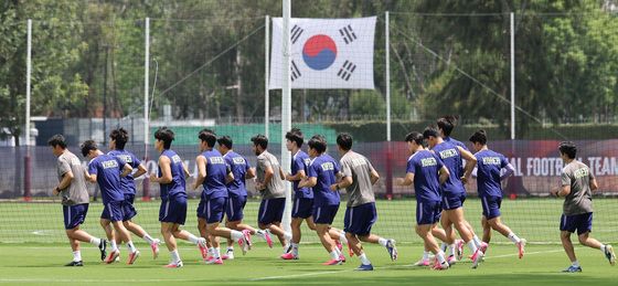 회복훈련하는 대한민국 축구대표팀