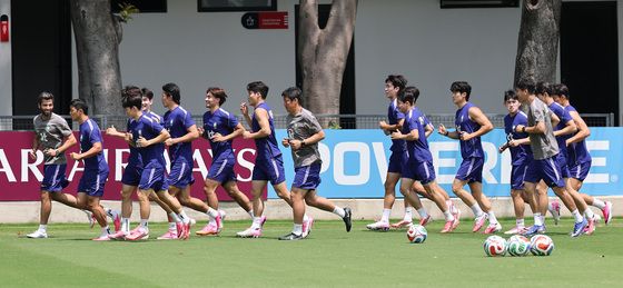 회복훈련하는 대한민국 축구대표팀