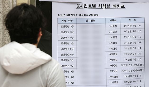 시험실 배치 확인하는 응시생