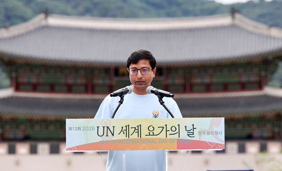 세계 요가의 날 환영사하는 주한 인도 대사