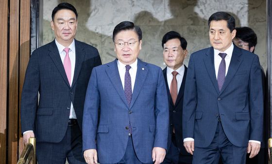 선거관리 개혁특위 첫 회의 참석하는 정점식 국민의힘 원내대표
