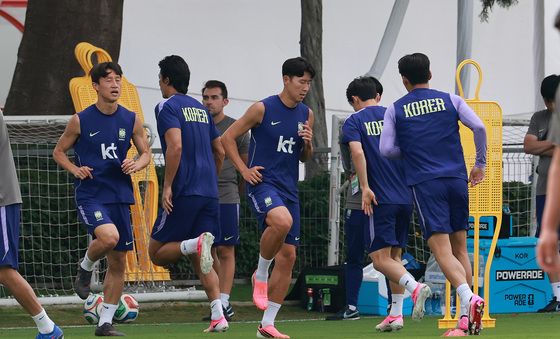 훈련하는 대한민국 축구대표팀