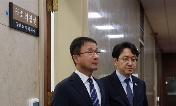 의장실 항의방문 마친 한병도 원내대표