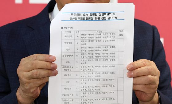 국회의장 공문 공개하며 항의하는 정점식 원내대표