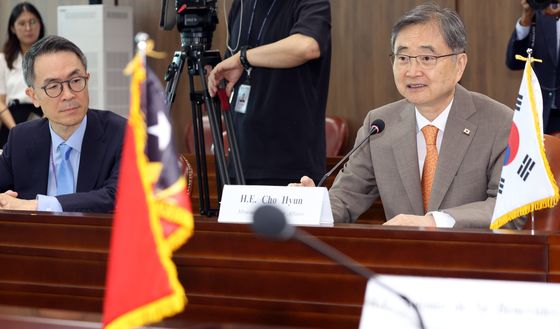 한·동티모르 외교장관 회담 발언하는 조현 장관
