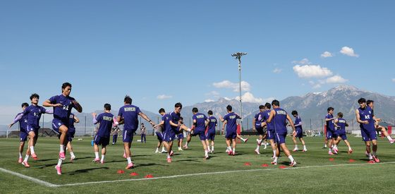 훈련하는 대한민국 축구대표팀