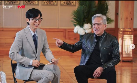 젠슨 황 '유퀴즈' 녹화 참여, 유재석과 미소