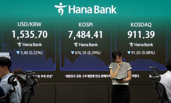코스피-코스닥 '급락', 환율 '소폭 하락'