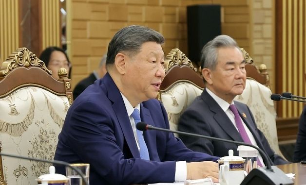 북중 정상회담에서 발언하는 시진핑 국가주석