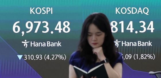 코스피 4%대 하락에 7000선 아래로