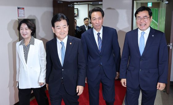 접경지역 평화안전 연석회의 참석하는 정동영·추미애·우상호·박찬대