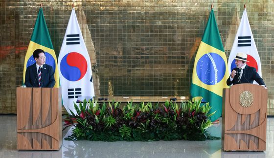 공동언론발표 하는 이재명 대통령