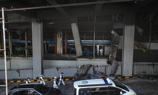 인천 쿠팡 물류센터 합동 감식하는 관계기관
