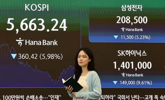 '이틀째 폭락' 코스피 5.98% 하락한 5663 마감