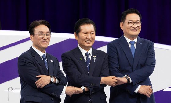 손 잡는 김민석·정청래·송영길