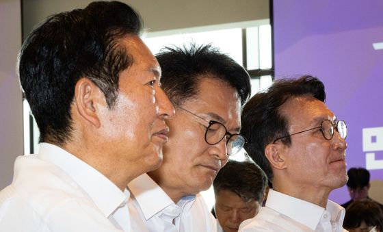 나란히 앉은 정청래·송영길·김민석