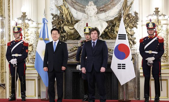 기념촬영 하는 한·아르헨티나 정상