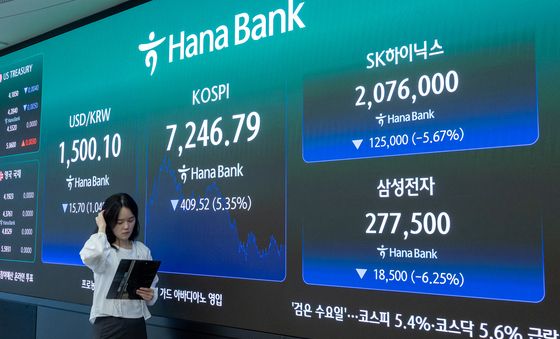 검은 수요일, 반도체 투톱 '하락 마감'