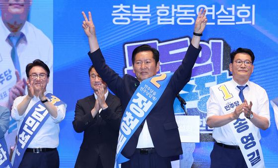 당원들에게 지지 호소하는 정청래