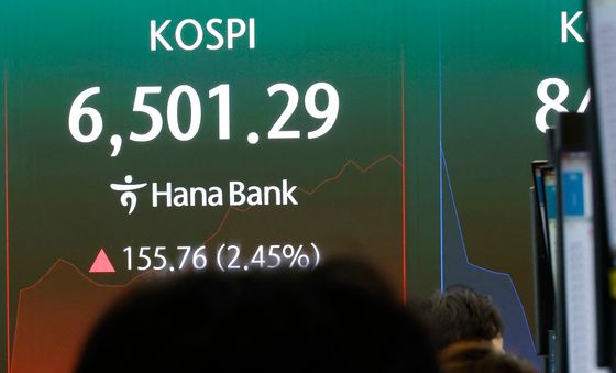 장중 2%대 상승하며 6500선 돌파한 코스피