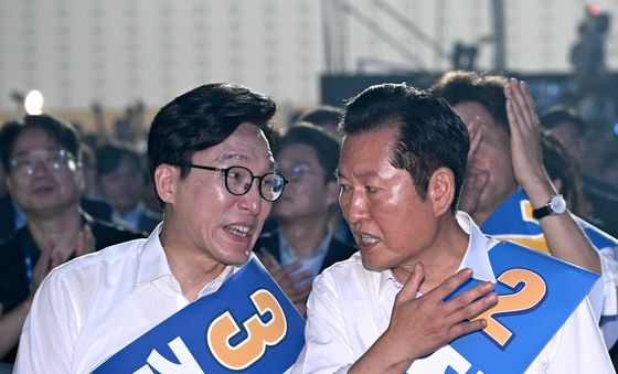 김민석·정청래 '전당대회 대화'
