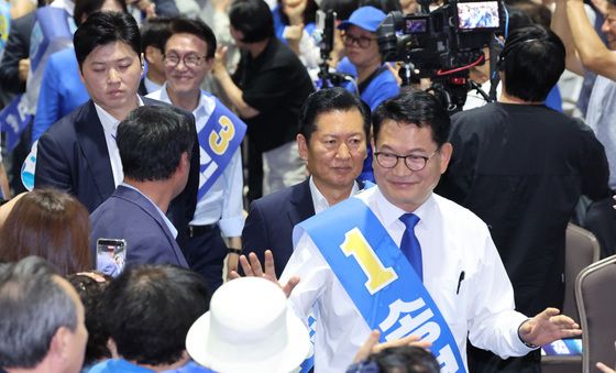 울산 합동연설회 참석하는 민주당 당권 주자들