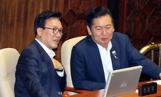 대화 나누는 김민석·정청래