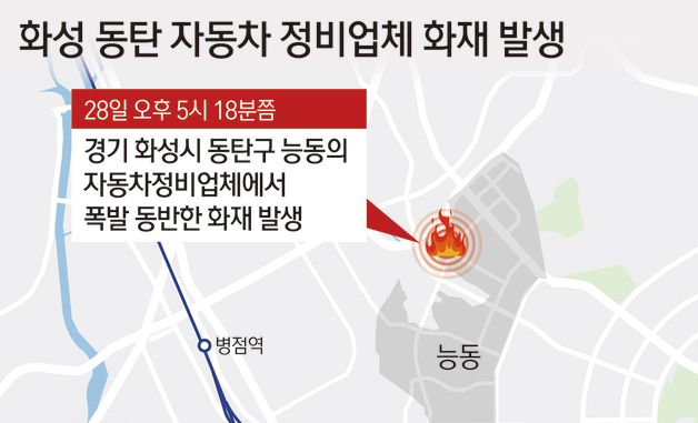 [그래픽] 화성 동탄 자동차 정비업체 화재 발생