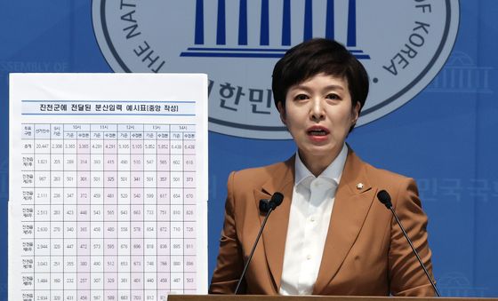 중앙선관위 투표자수 착오 입력 관련 기자회견하는 김은혜 의원