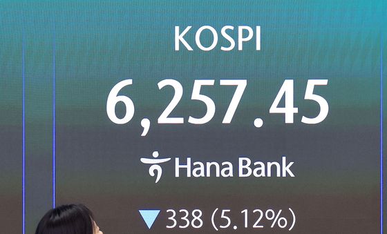 5%넘게 하락하며 장 마감한 코스피