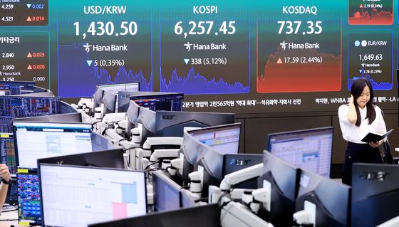 코스피 '5% 급락' 6200선 마감