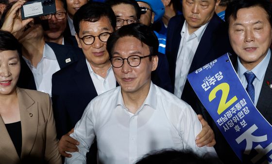 광주전남 당원결의대회 입장하는 김민석