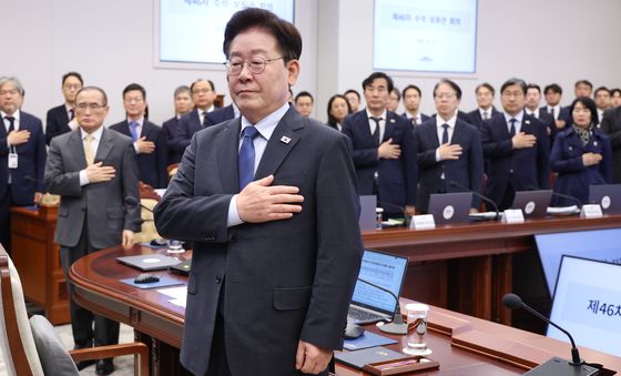 이재명 대통령, 대수보 국민의례