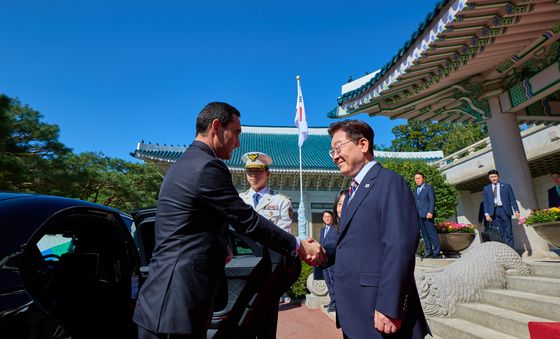 투르크메니스탄 대통령 영접하는 이재명 대통령