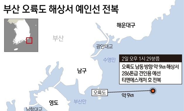 [그래픽] 부산 오륙도 해상서 예인선 전복
