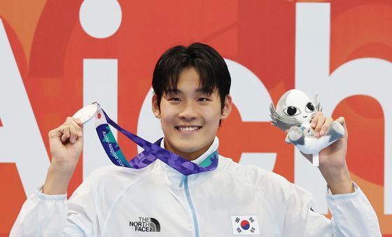김영범, 100m 자유형 은메달