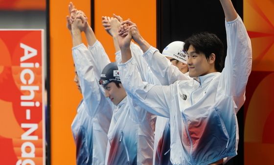 남자 400m 혼계영  결승 경기 나선 한국 대표팀