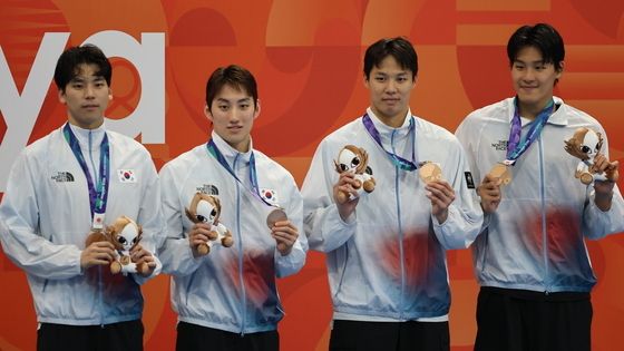 값진 동메달 획득한 수영 남자 400m 혼계영