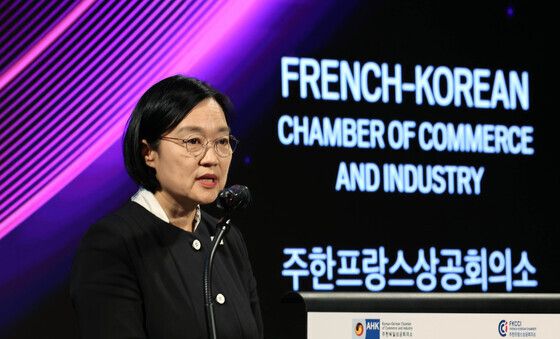 독일·프랑스 상의 만찬 축사하는 한성숙 총리