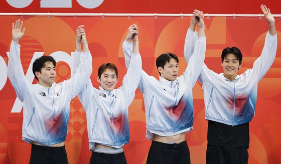 韓 남자 수영 혼계영 400m 대표팀, 값진 동메달 수확